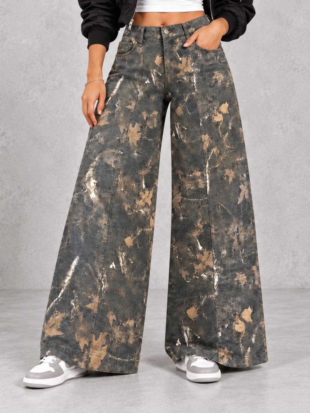 Wild Fable Abstract Camouflage Wide Leg Denim Pants size S
